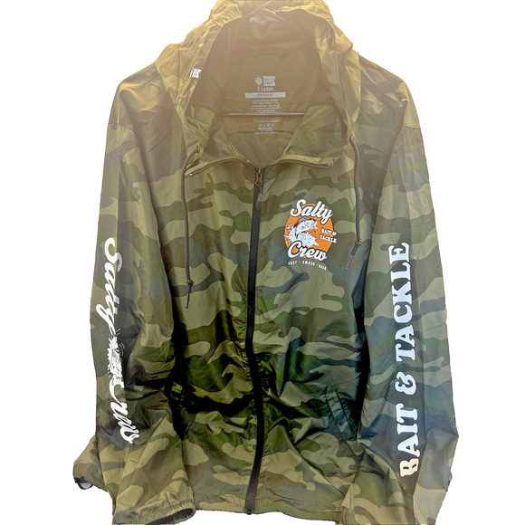 Salty Crew Windbreaker Jacket Hoodie Men XL Camouflage Storm-Ready-Fishing Gear - Picture 3 of 12